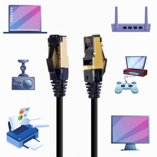 PATCHCORD LAN ETHERNET RJ45 CAT8 SFTP SIEŤOVÝ KÁBEL 0,5M ČIERNY