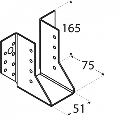 WB12 NOSNÍKOVÝ VEŠIAK, DRŽÁK, TESÁRSKY KONEKTOR, 51x165x75 KROVY POZINKOVANÝ CERTIFIKÁT