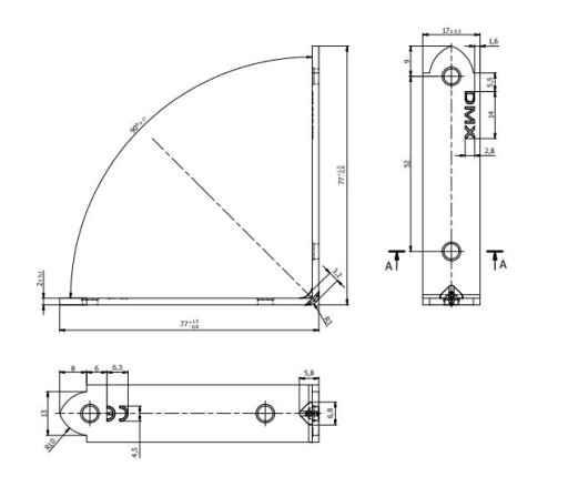 TESÁRSKY UHOL ÚZKY NÁBYTOK KW4 75x75x17x2,0