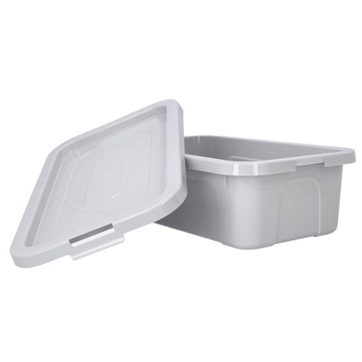 Organizér, plastová nádoba s vrchnákom, 4,5l box, svetlo šedá