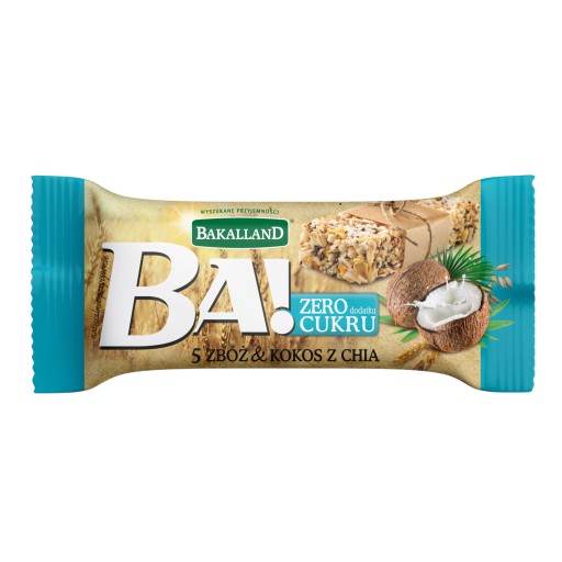 BAKALLAND Bar 5 cereálií Kokos a Chia bez cukru 30g x10