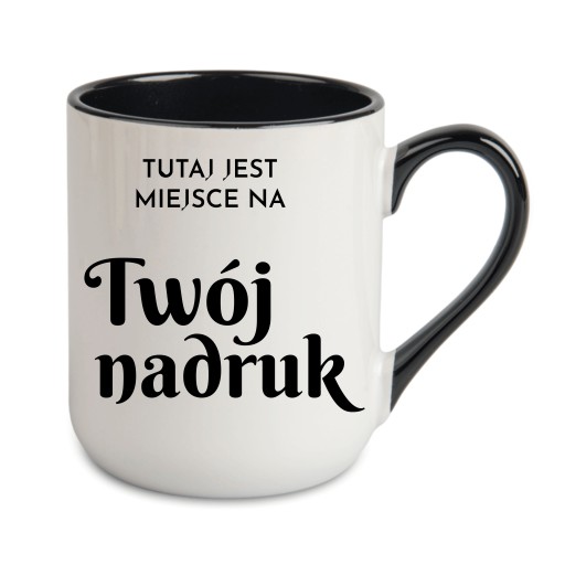 Hrnček na kávu 330 ml, čierne ucho a vnútro, s ľubovoľnou grafikou, logom alebo textom