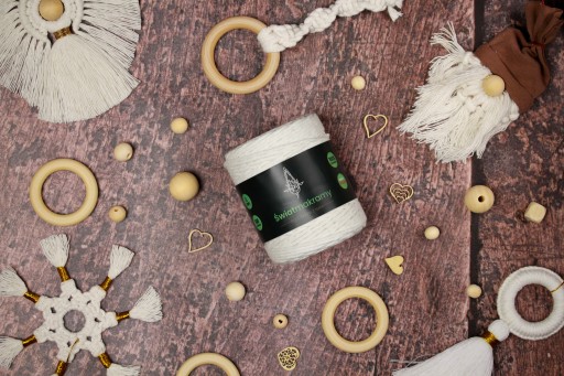 Macrame struna 3 mm Prírodná biela. Skrútený na lapač snov na 100 metrov