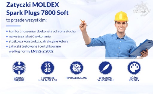 Zátkové chrániče sluchu Moldex7800 Zátkové chrániče sluchu 20 párov