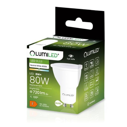 GU10 LED žiarovka 8W = 70W 720lm 4000K Neutrál 120°