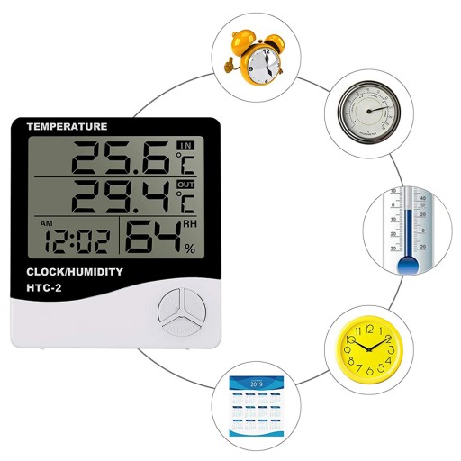 DIGITÁLNY TEPLOMER HYGROMETER METEOSTANICA SO SONDA KALENDÁROM ALARMU
