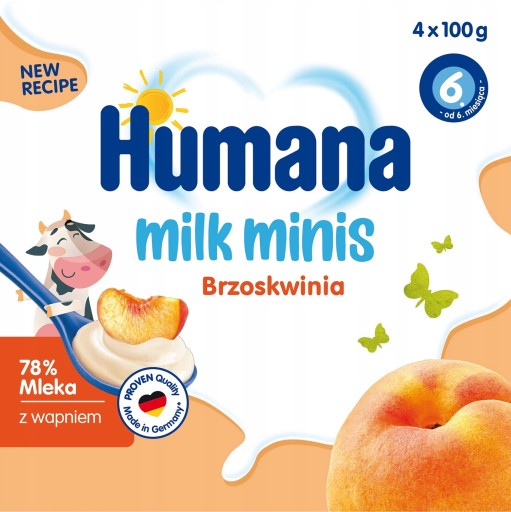 HUMANA Mliečny dezert, broskyňa 4x100g