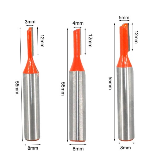 Priama rezačka na drevo 3-5mm stopka 8mm 3ks MC02083