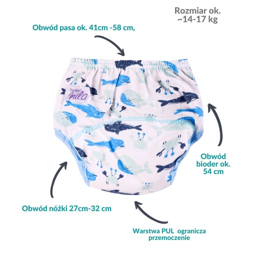 Nohavičky Nohavičky Tréningové plienky XL 14-17kg BAVLNA 100% WHALES