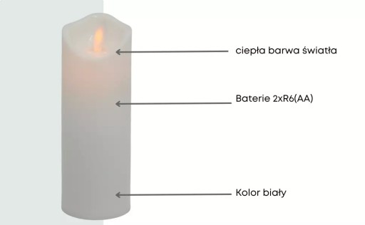 Úzka vložka na sviečku pohyblivá Flame White 5x15 cm Cortina C53