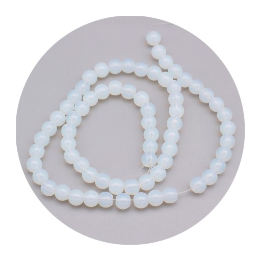 Syntetické opalitové korálky, trieda AA, okrúhle, biele, 6 mm, cca 50ks/nič