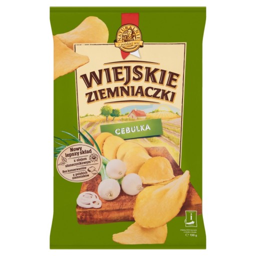 Wiejskie Ziemniaczki Chipsy s cibuľovou príchuťou 130 g