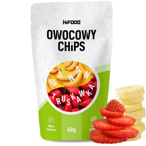 OVOCNÉ ČIPSKY Banán-Jahoda 40g HiFOOD ZDRAVÁ SNACK 12m+