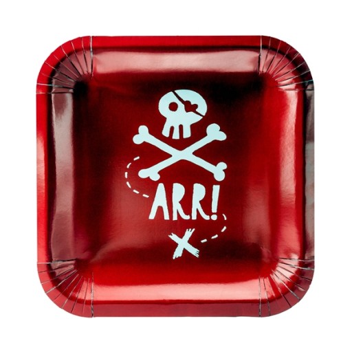 PAPIEROVÉ TANIERE 20x20cm ŠTVORCOVÉ NARODENINOVÉ TANIERE S PIRÁTSKOU POTLAČOU 6 ks.