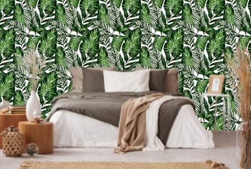 67,5 cm Nábytková dyha s bielo-zeleným dekorom listov Monstera