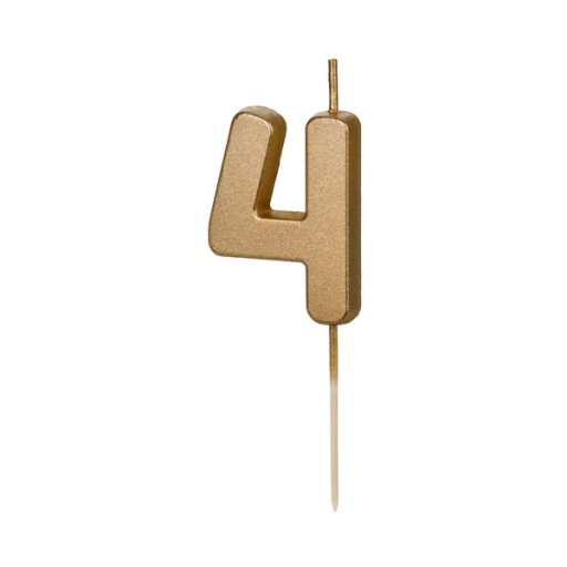 Narodeninová sviečka číslo 4 - zlatá, 4,5 cm