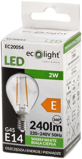 LED žiarovka E14 2W teplá farba 220-240V AC dekoratívna