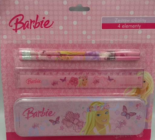 BARBIE ŠKOLSKÝ SET 4 POMÔCKY KRABIČKA A ceruzky