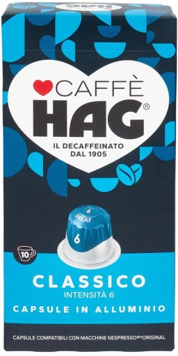 Kapsule pre Nespresso Caffe HAG Classico DECAF 10 - káva bez kofeínu