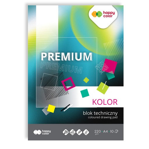 Farebný technický blok A4 10k 220g HAPPY COLOR
