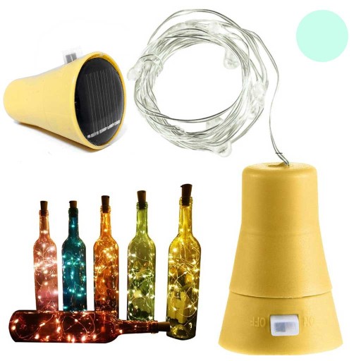Solárne osvetlenie uzáver fľaše solárna lampa 20 LED STUDENÁ COLOR