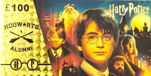 Harry Potter 100 librová krásna pozlátená bankovka