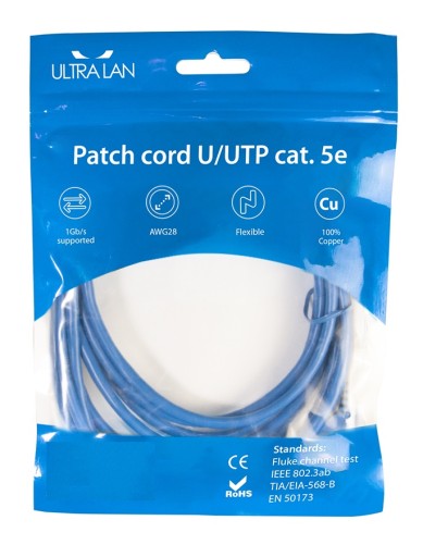 Patchcord 0,25 M UTP CAT 5E - Kábel 25 cm krátky CAT5E PoE RJ45