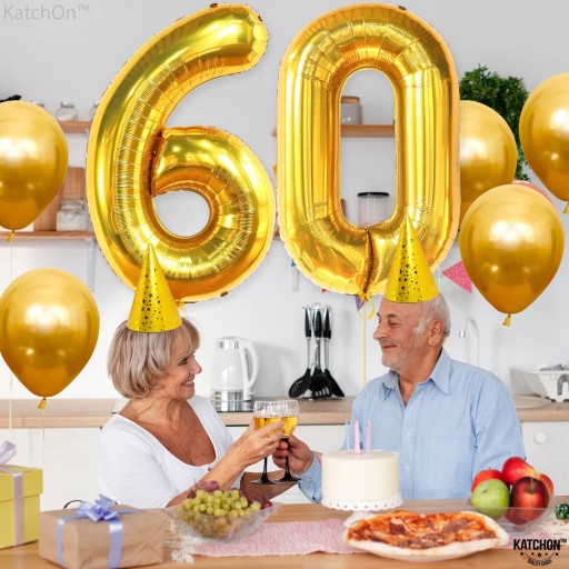 Fóliový balón číslo 60. narodeniny ZLATÁ párty VEĽKÉ ozdoby HEL 100cm