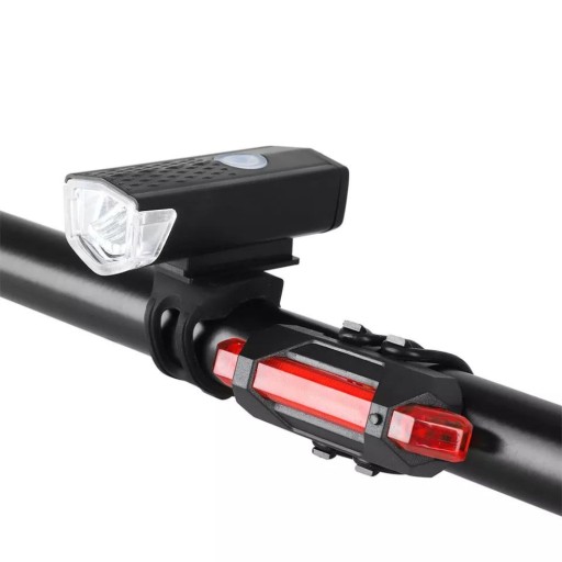 LED CYKLISTICKÁ LAMPA NA BICYKEL, NA RIADTIKÁ, VÝKONNÁ, NABÍJACIA, USB + ZADNÁ