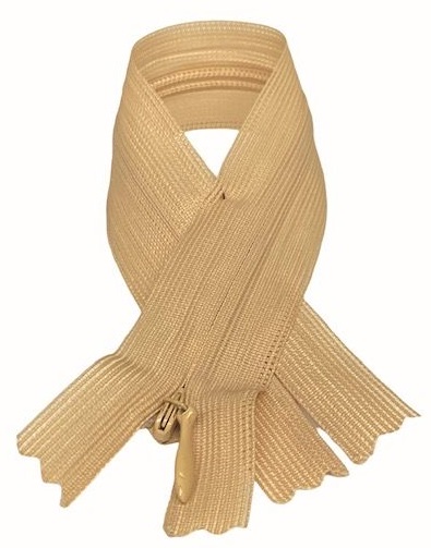 Pevný skrytý zips, pieskovo béžový, 22 cm
