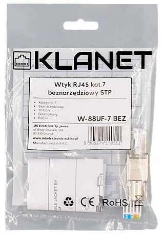 ZÁSTRČKA RJ45 STP ZÁSTRČKA KAT.6A KAT.7 BEZ NÁSTROJA