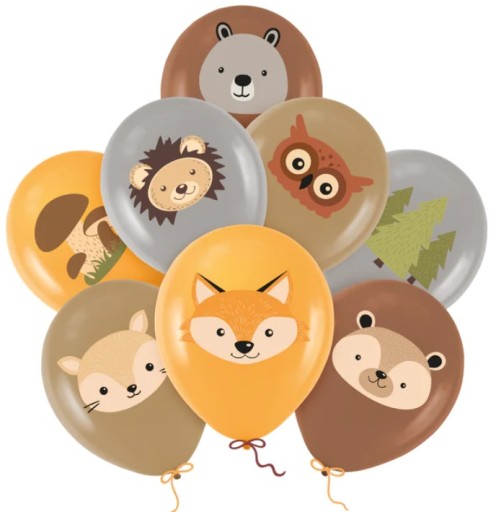 Latexové balóniky Forest Friends Forest Animals Mix 8 kusov Narodeniny