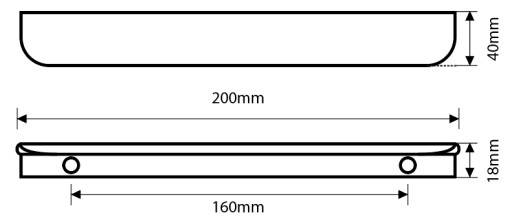 ÚCHYTKA NA NÁBYTOK S DLHÝM OKRAJOM PRE KUCHYŇSKÝ SKRIŇOVÝ NÁBYTOK, ČIERNA 160 mm