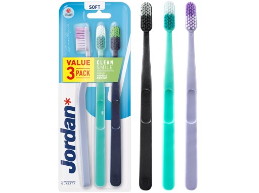 Jordan CleanSmile manuálna mäkká zubná kefka 3 ks