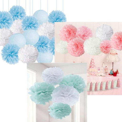 Hodvábny papier POMPON 25 cm MODRÁ ozdoba pompón