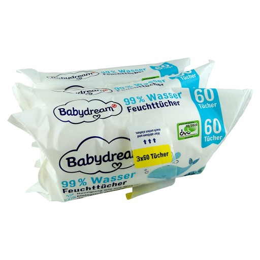 Babydream vlhčené obrúsky 99% VODA 1 x 180 ks