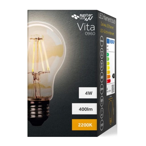 E27 LED žiarovka 4W Filament Vita A60 Warm 2200K Amber High Quality