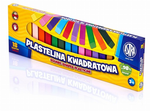Plastelínový štvorec Astra, 18 farieb