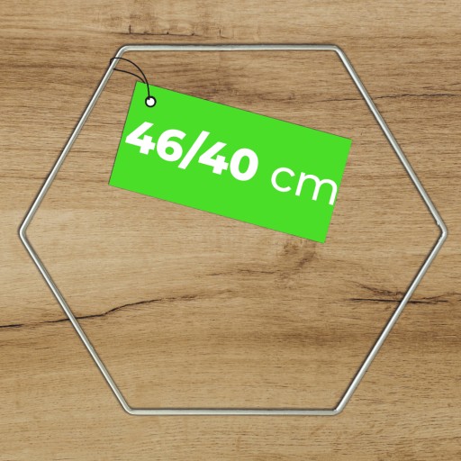 STRIEBORNÝ ŠESTIHRANNÝ krúžok 46 x 40 cm pre makramé lapače snov pre domácich majstrov