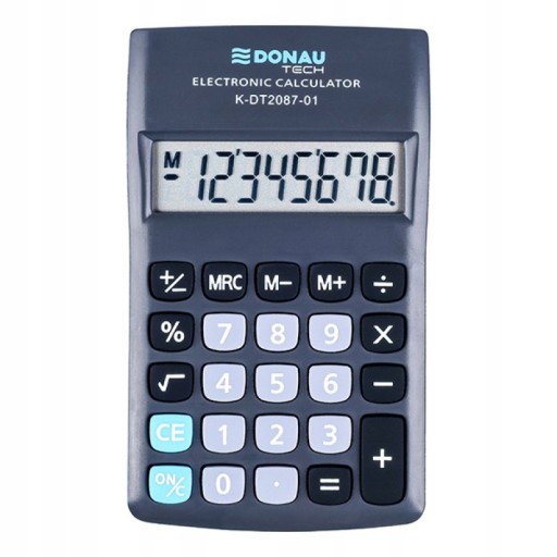 Vrecková kalkulačka, 8-miestny displej DONAU TECH, čierna