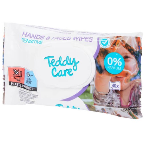 Teddy Care Sensitive obrúsky na ruky a tvár 40 kusov