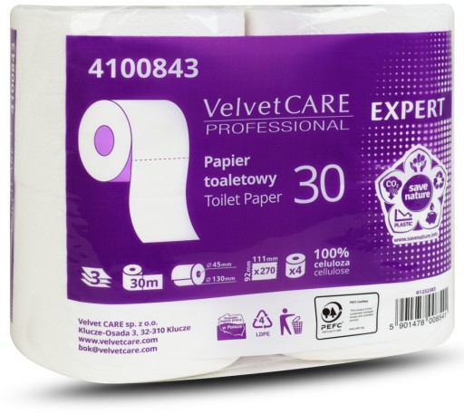 VELVET EXPERT toaletný papier 30m rolka 4ks 3W