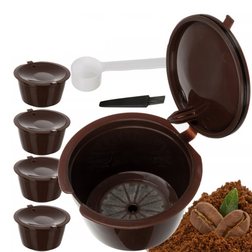 5 X OPÄTOVNE POUŽITEĽNÝCH KÁVOVÝCH KAPSULÍ DOLCE GUSTO + ODMERNÁ KEFKA