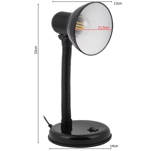 LED STOLNÁ LAMPA Čierna Nastaviteľná školská stolná lampa pre deti