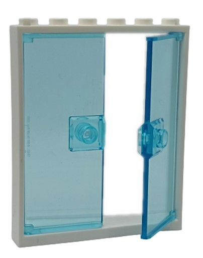 LEGO Dvojité dvere 1x6x6 Rám Biele dvere Modrá 42205 80683
