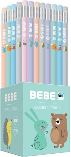 Okrúhla HB ceruzka s gumou ANIMALS BEBE mix