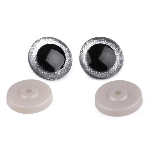 GLITTER SILVER MASCOT EYES 40mm MEDVEĎ