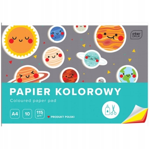 Farebný papier, výrez A4, 10 kariet INTERDRUK