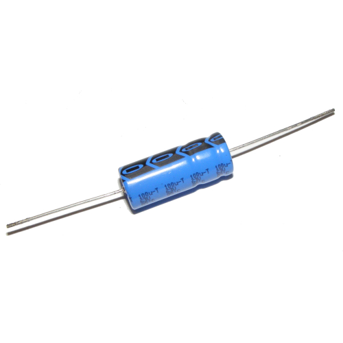 Axiálny elektrolytický kondenzátor 100uF 63V 10x25mm
