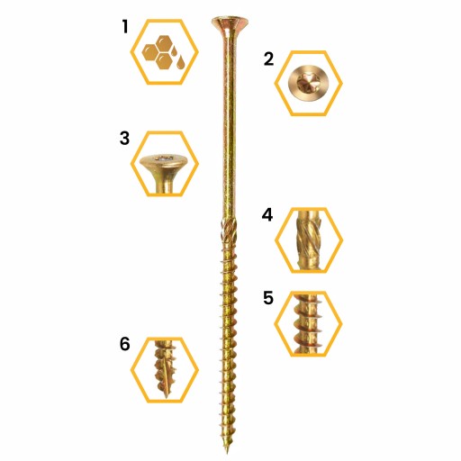 TESÁRSKE SKRUTKY DO DREVA 4,5x80 TAPERED TORX 100 ks CS 45080 DOMAX